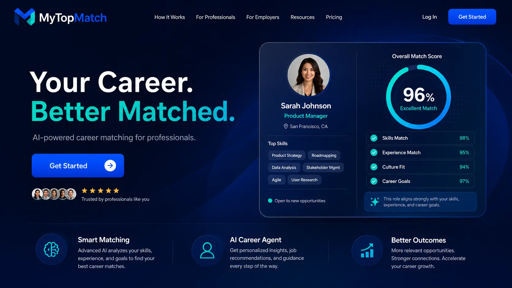 Professional profile and match-score product concept
